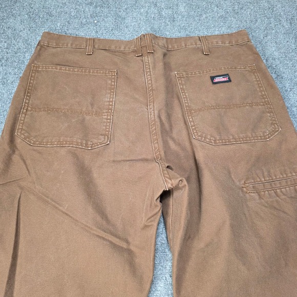 Dickies Carpenter Pants Mens 36x32 Brown Duck Cotton Canvas Work Dungarees Wear - Picture 7 of 7